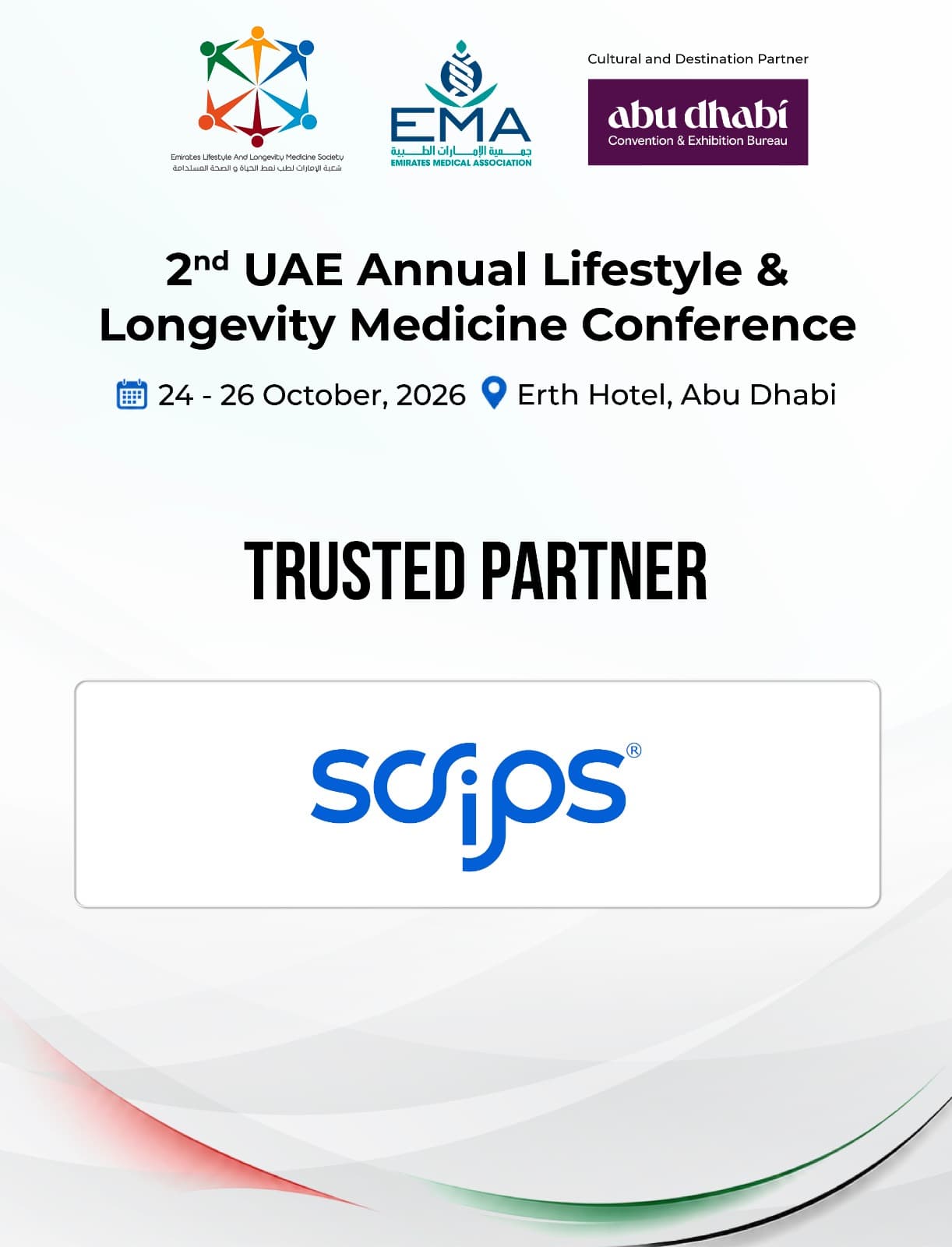 2nd UAE Annual Lifestyle & Longevity Medicine Conference, 24 to 26 October 2026, Erth Hotel, Abu Dhabi. Scrips, Trusted Partner.